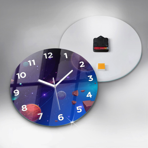 Wanduhr rund Galaxie der Planeten