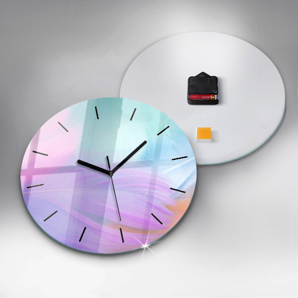 Wanduhr rund Bunte Federn