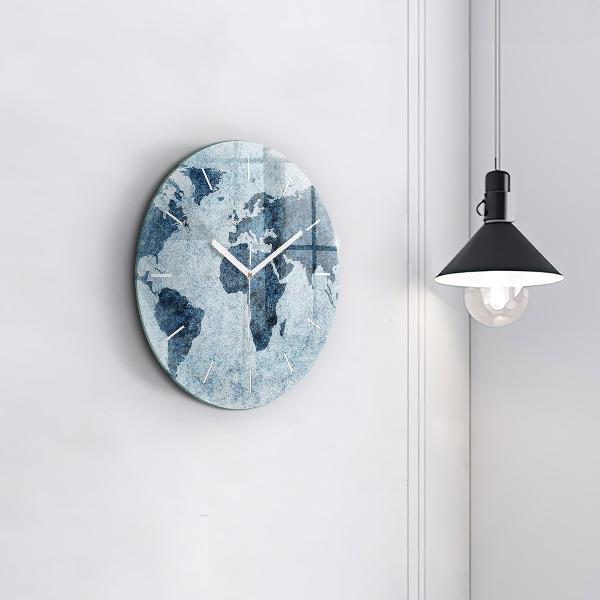 Wanduhr rund Gemalte Weltkarte