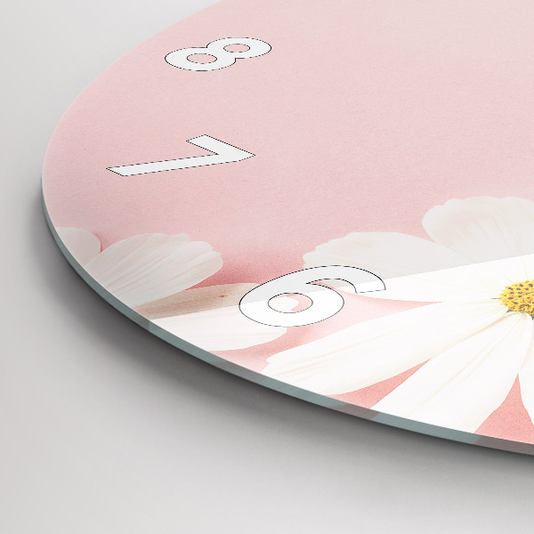 Wanduhr glas rund Gänseblümchen