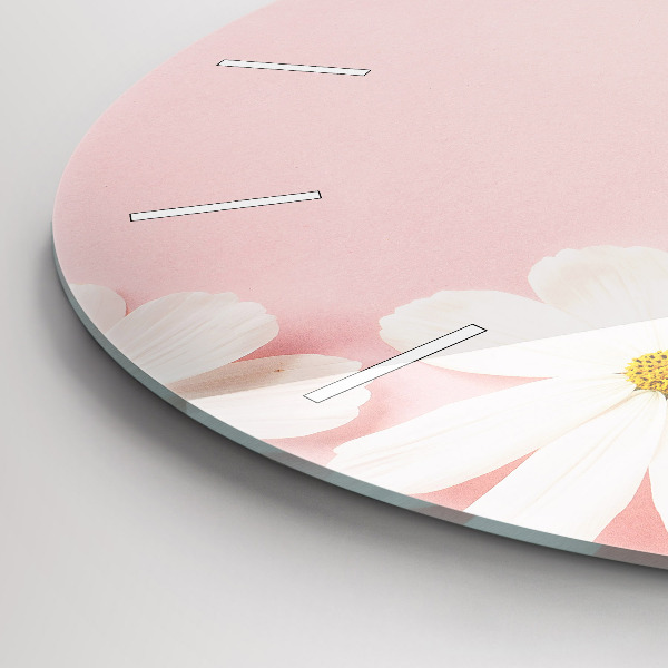 Wanduhr glas rund Gänseblümchen