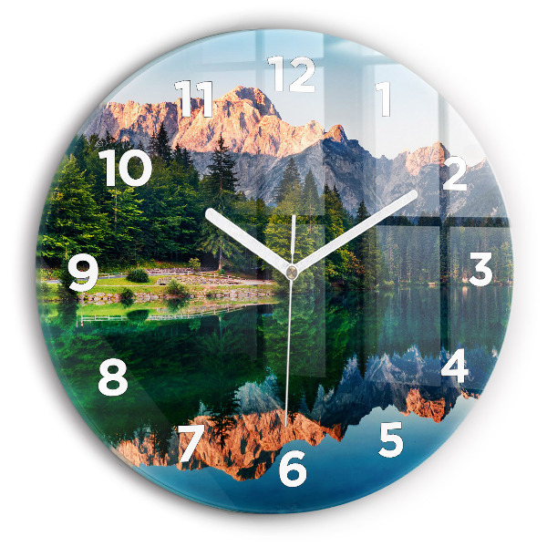Wanduhr glas rund Seelandschaft