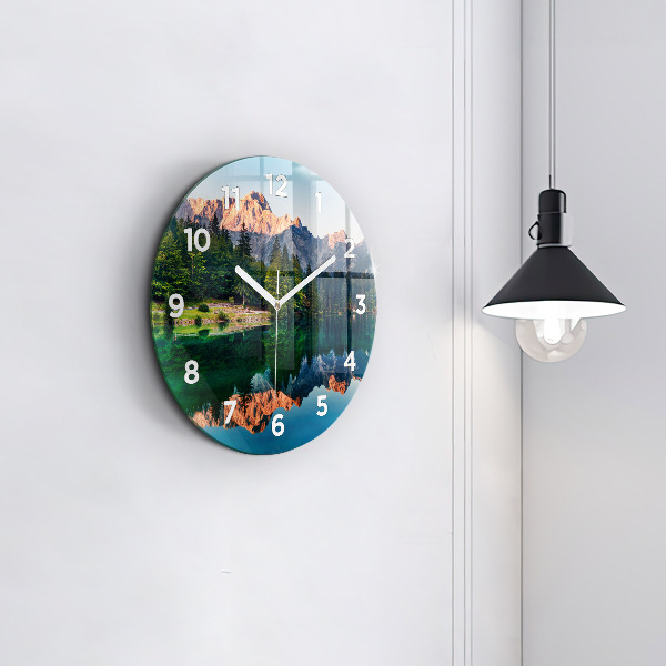 Wanduhr glas rund Seelandschaft