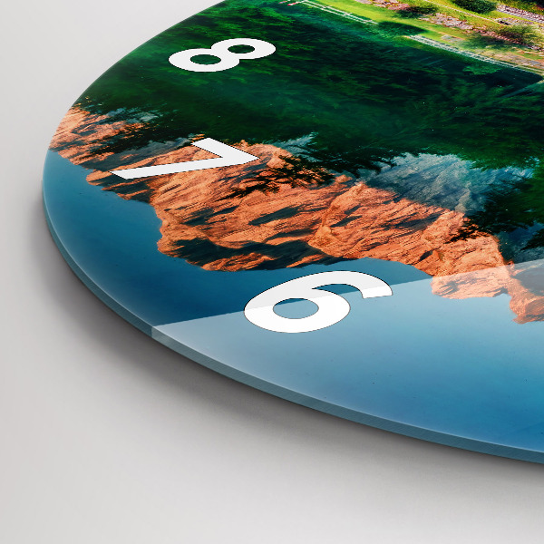 Wanduhr glas rund Seelandschaft