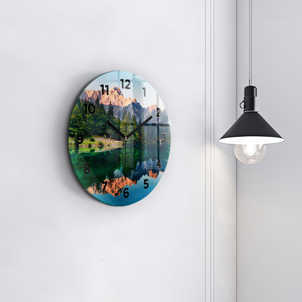 Wanduhr glas rund Seelandschaft