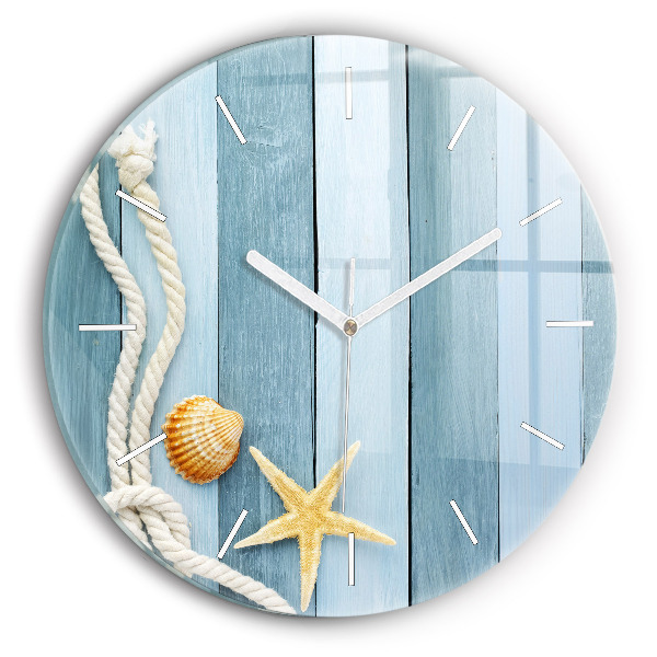 Wanduhr rund mit motiv Bohlenstreifen und Muschel