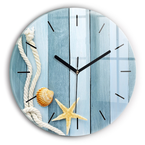 Wanduhr rund mit motiv Bohlenstreifen und Muschel