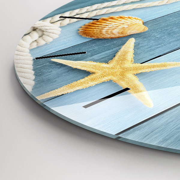 Wanduhr rund mit motiv Bohlenstreifen und Muschel