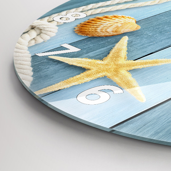 Wanduhr rund mit motiv Bohlenstreifen und Muschel