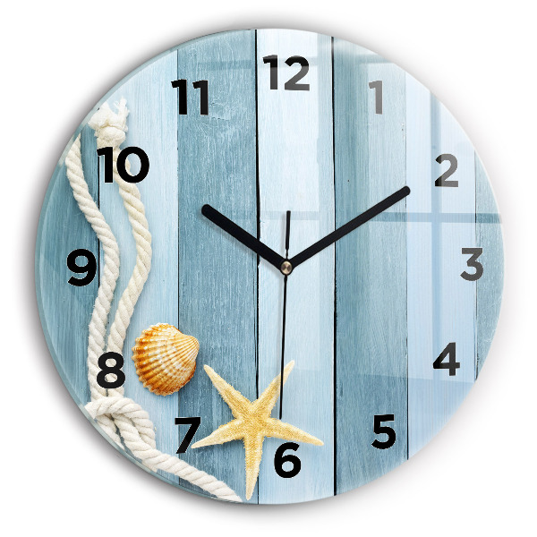 Wanduhr rund mit motiv Bohlenstreifen und Muschel