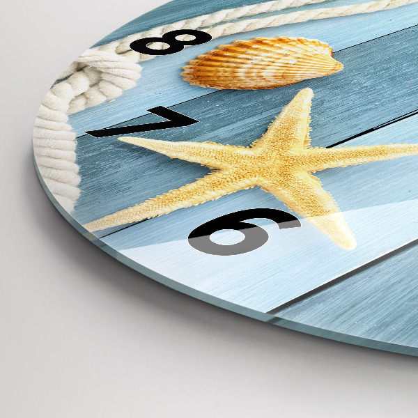 Wanduhr rund mit motiv Bohlenstreifen und Muschel