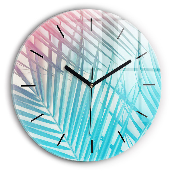 Wanduhr glas rund Tropische Palme
