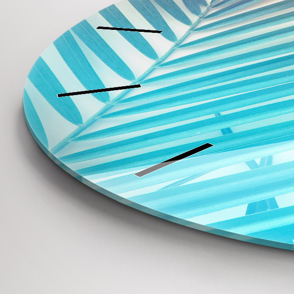 Wanduhr glas rund Tropische Palme