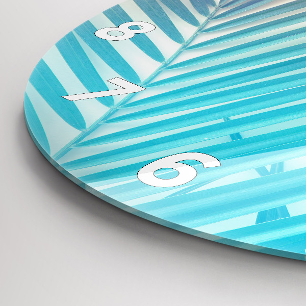 Wanduhr glas rund Tropische Palme