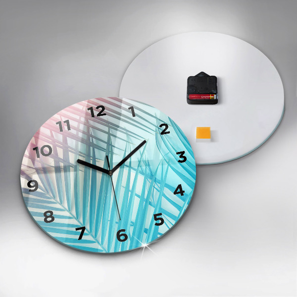 Wanduhr glas rund Tropische Palme