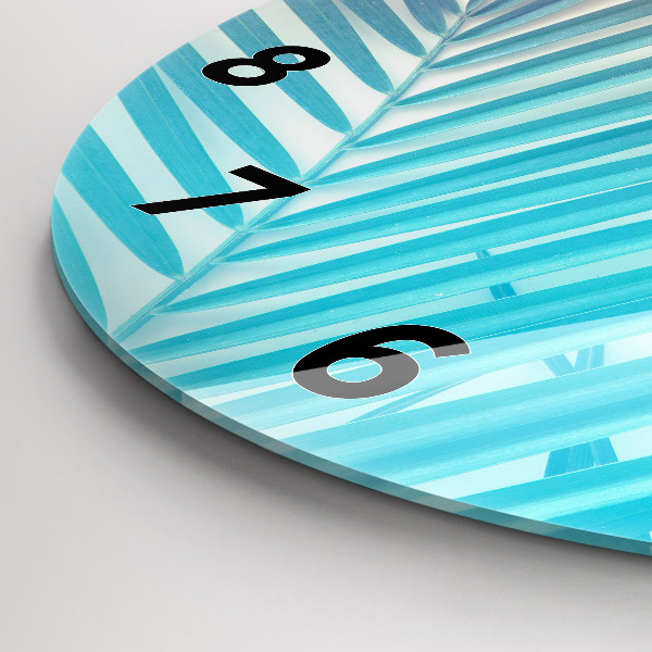 Wanduhr glas rund Tropische Palme