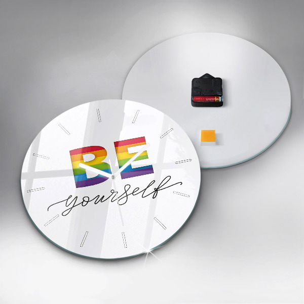 Wanduhr glas rund Inschrift Sei du selbst