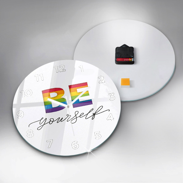Wanduhr glas rund Inschrift Sei du selbst