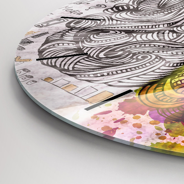 Wanduhr glas rund Abstraktes Gehirn