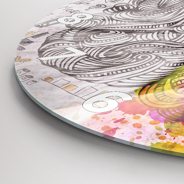 Wanduhr glas rund Abstraktes Gehirn