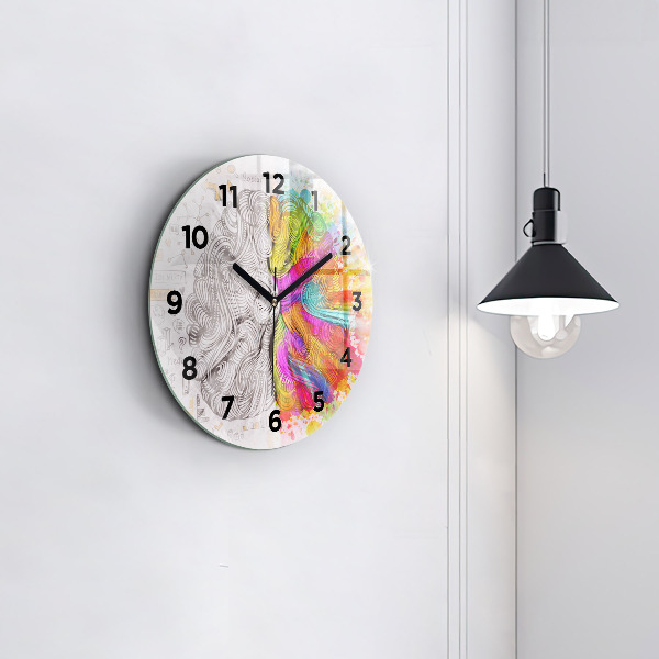 Wanduhr glas rund Abstraktes Gehirn