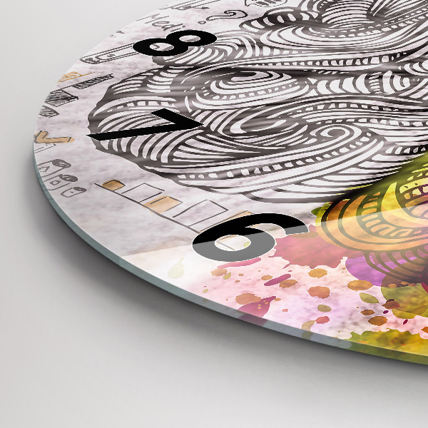 Wanduhr glas rund Abstraktes Gehirn