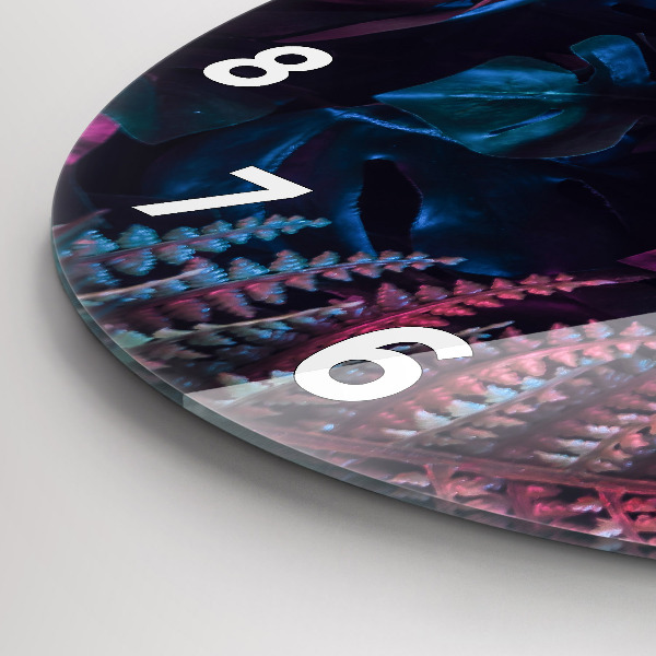 Wanduhr rund mit motiv Exotische Blumen