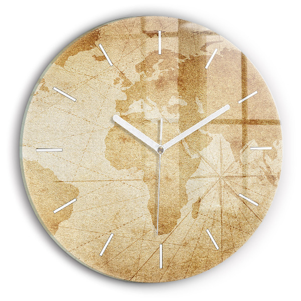 Wanduhr rund mit motiv Vintage-Weltkarte