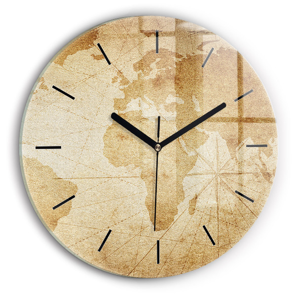 Wanduhr rund mit motiv Vintage-Weltkarte