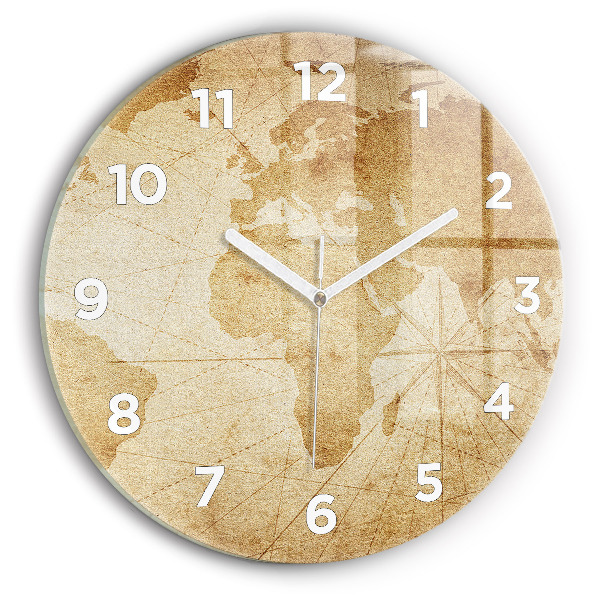 Wanduhr rund mit motiv Vintage-Weltkarte