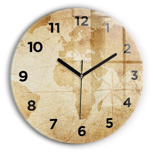 Wanduhr rund mit motiv Vintage-Weltkarte