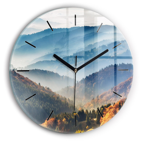 Wanduhr rund mit motiv Berglandschaft