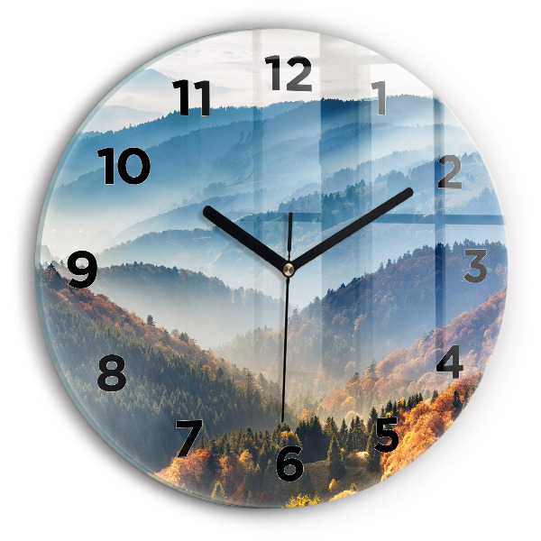 Wanduhr rund mit motiv Berglandschaft