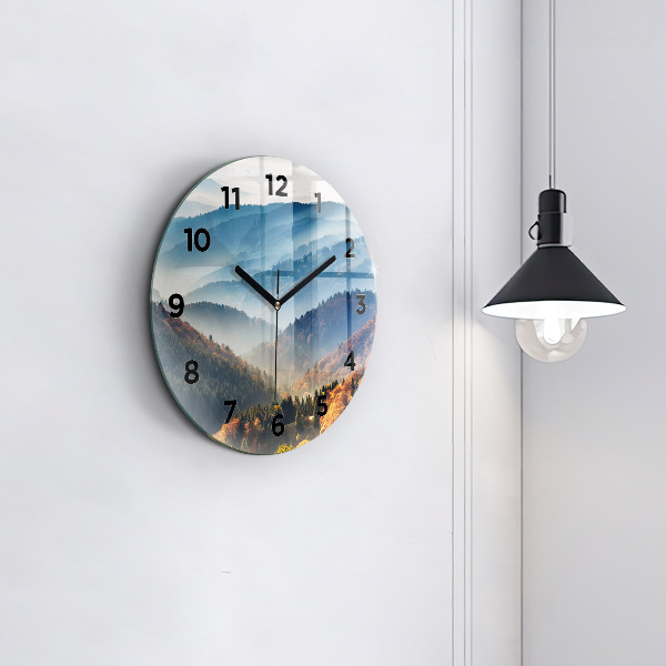 Wanduhr rund mit motiv Berglandschaft