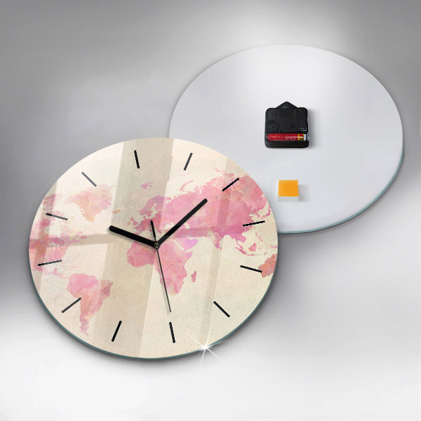 Wanduhr rund mit motiv Aquarell Weltkarte