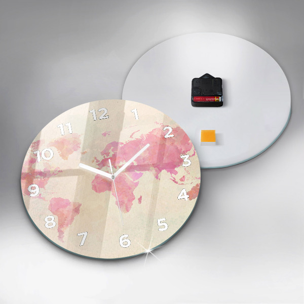 Wanduhr rund mit motiv Aquarell Weltkarte