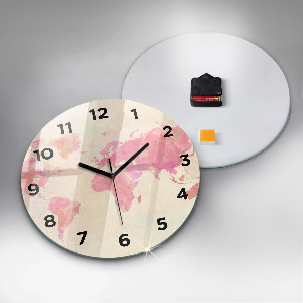 Wanduhr rund mit motiv Aquarell Weltkarte