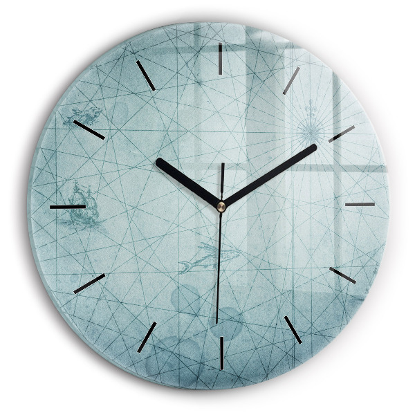 Wanduhr glas rund Vintage-Karte