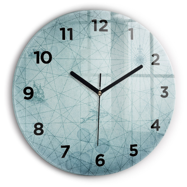 Wanduhr glas rund Vintage-Karte