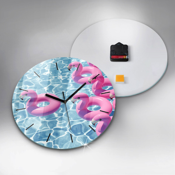 Wanduhr rund mit motiv Aufblasbare Flamingos