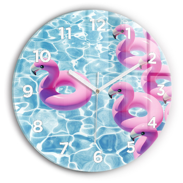 Wanduhr rund mit motiv Aufblasbare Flamingos