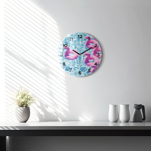 Wanduhr rund mit motiv Aufblasbare Flamingos