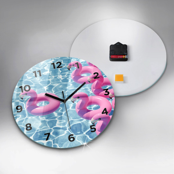 Wanduhr rund mit motiv Aufblasbare Flamingos