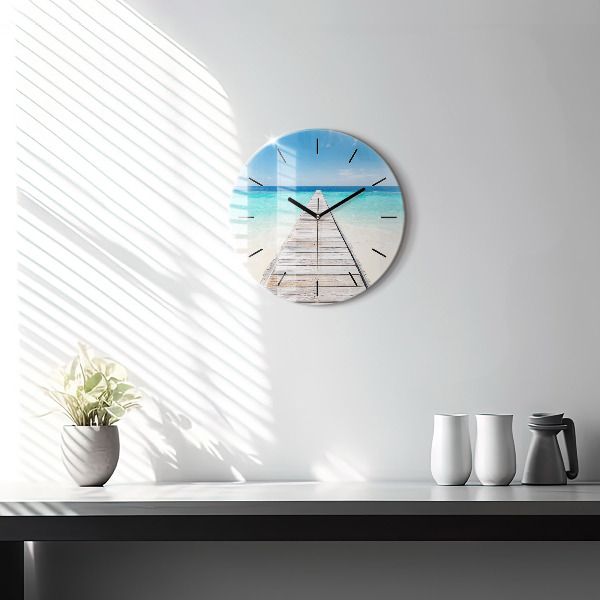 Wanduhr glas rund Tropische Insel