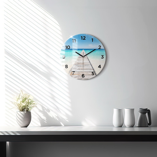 Wanduhr glas rund Tropische Insel
