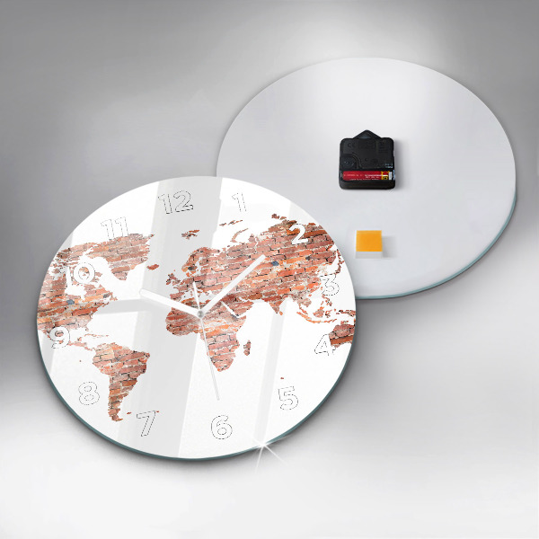 Wanduhr glas rund Alte Ziegelsteinkarte