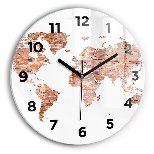 Wanduhr glas rund Alte Ziegelsteinkarte