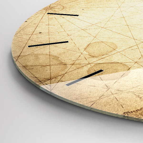 Wanduhr glas rund Alte Weltkarte