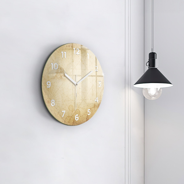 Wanduhr glas rund Alte Weltkarte