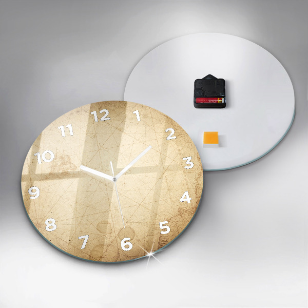 Wanduhr glas rund Alte Weltkarte
